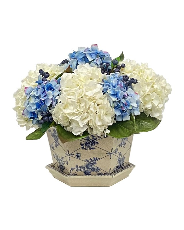 Hydrangea Berry Faux Floral Arrangement in Vase