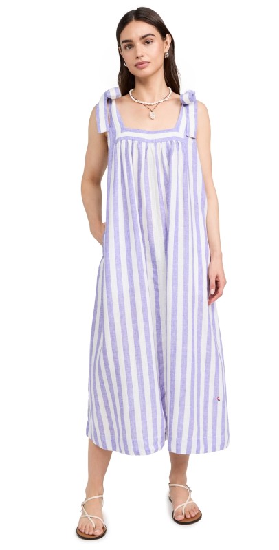 Clare V. Rosalie Dress Purple & Off White Stripe