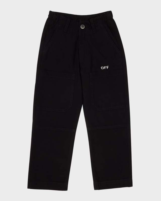 Boy's Logo Stamped Denim Pants, Size