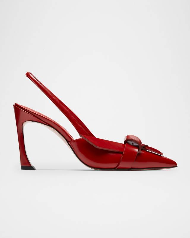 Glossy Buckle Slingback Pumps