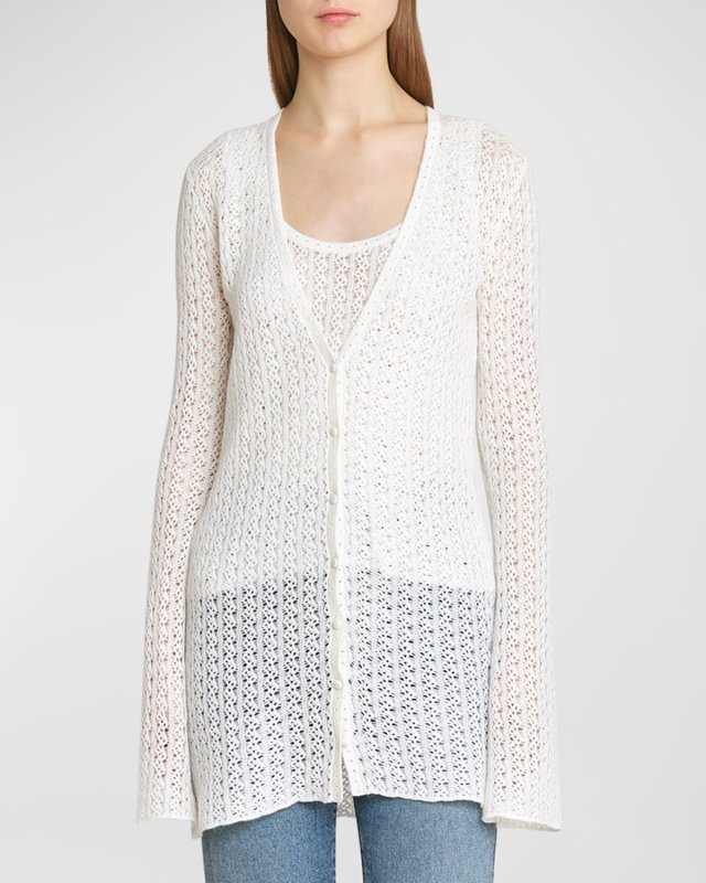 Silk Linen Pointelle Cardigan
