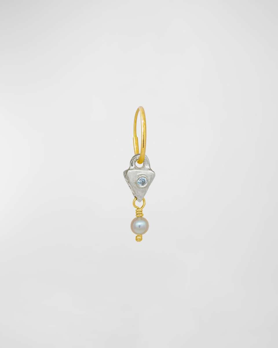 Triangle & Pearl Drop Earring, Single