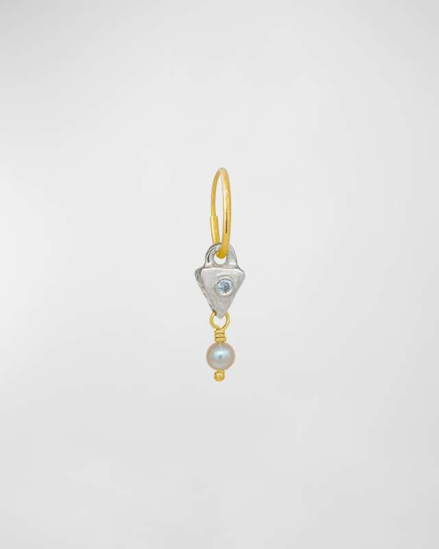 Triangle & Pearl Drop Earring, Single