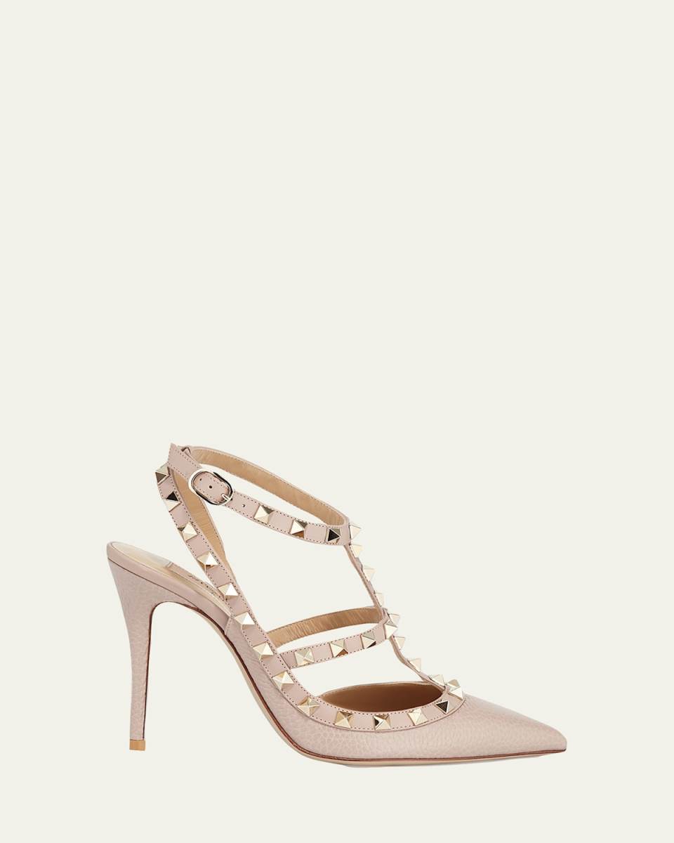 Rockstud Leather Caged Pump