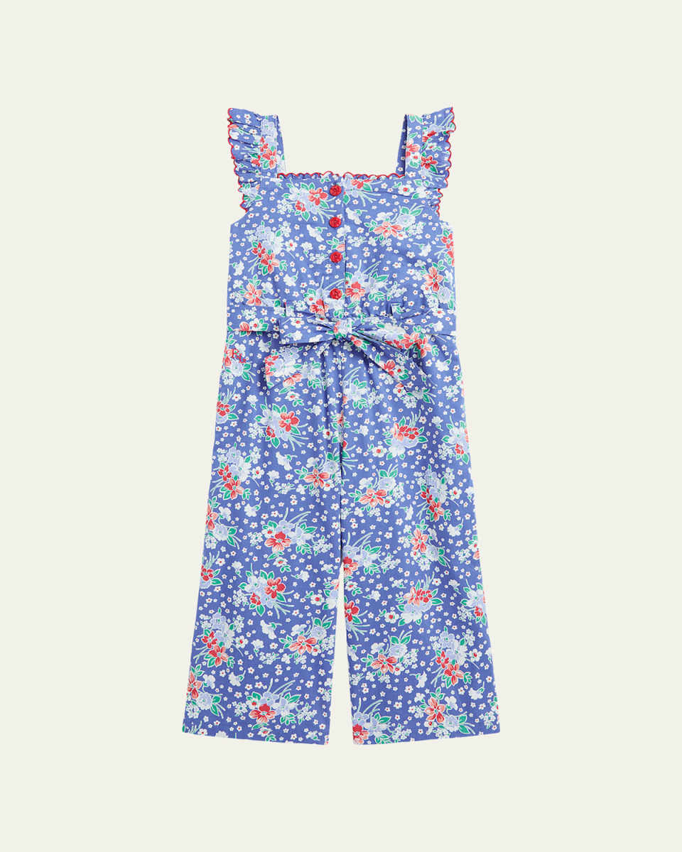 Girl's Floral-Print Wide Leg Jumpsuit, Size 7-16