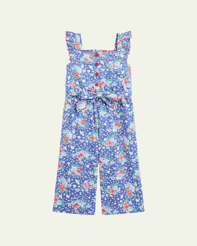 Girl's Floral-Print Wide Leg Jumpsuit, Size 7-16