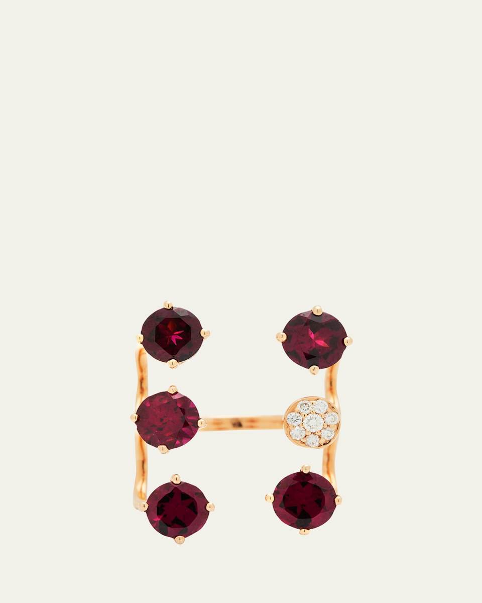 Rose Gold Rhodolite Garnet Ring from The Aurore Collection, Size 7