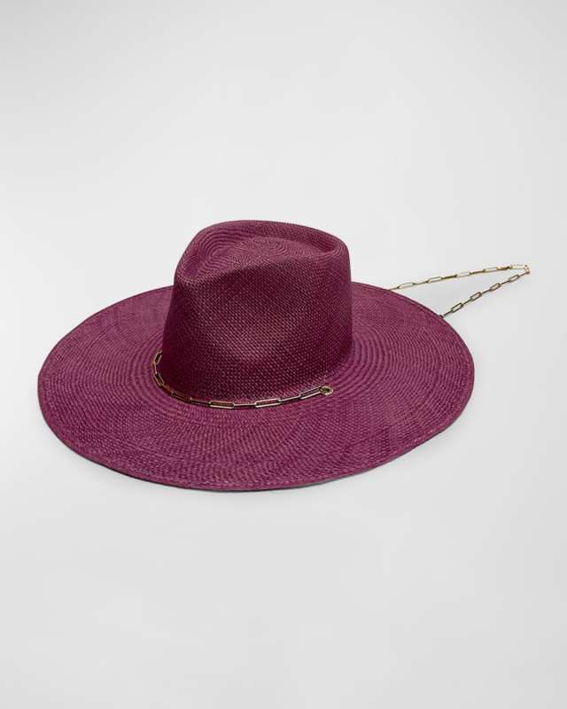 Livy Junior Straw Large Brim Hat With Chain