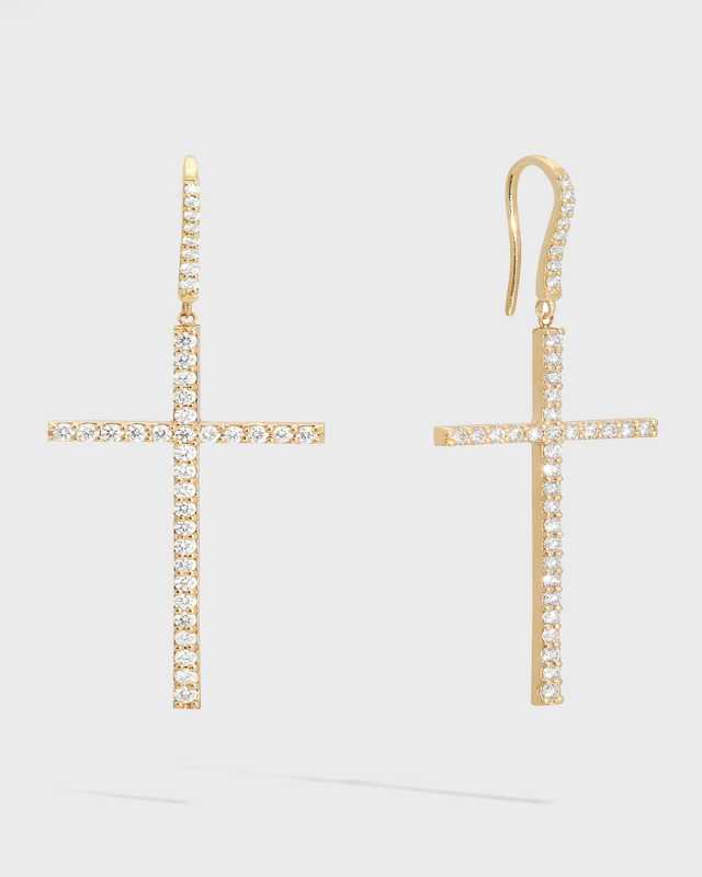 Flawless Diamond Linear Cross Earrings