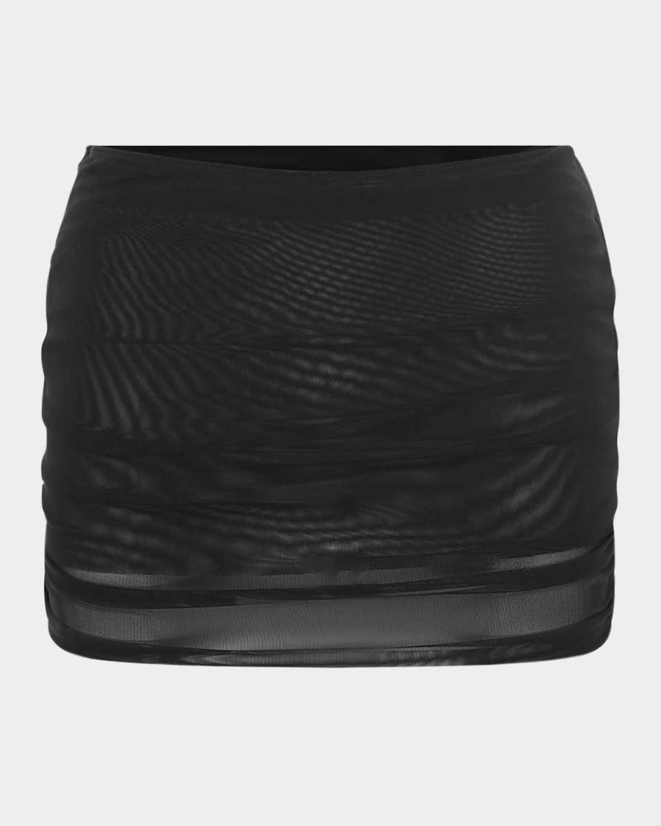 Claudia Gathered Mesh Mini Skirt