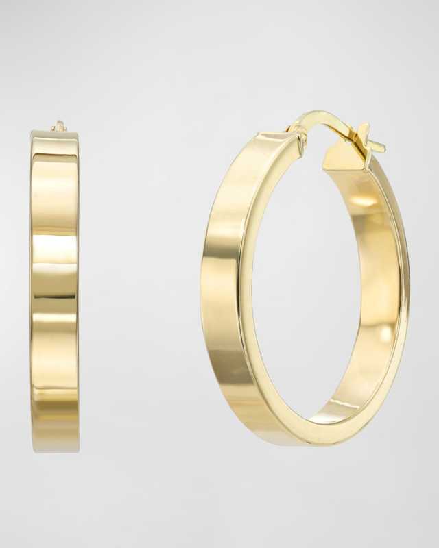14k Yellow Gold Large Flat Hoop Earrings