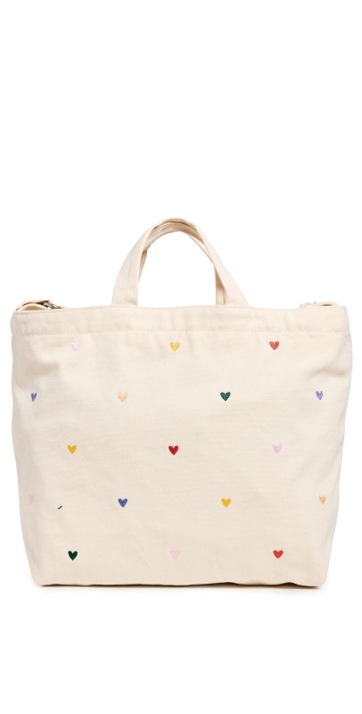 BAGGU Horizontal Zip Duck Bag EMBROIDERED HEARTS