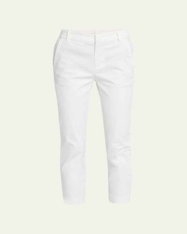 Coin-Pocket Straight-Leg Cropped Chino Pants