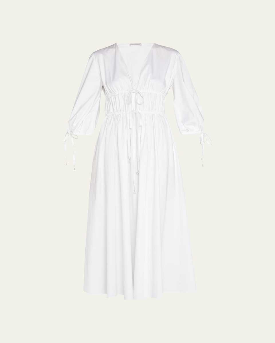 Donrine Self-Tie Midi Dress, White