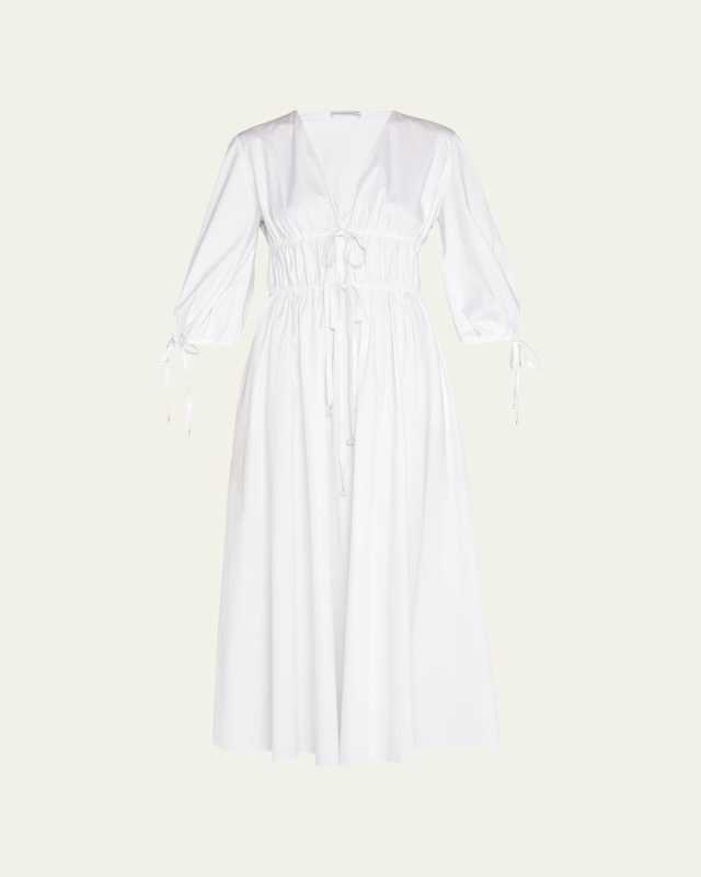 Donrine Self-Tie Midi Dress, White