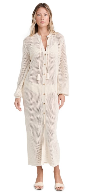 FRAME Crochet Caftan Cream