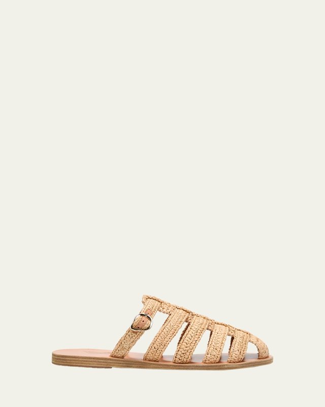 Cosmia Raffia Caged Slide Mules