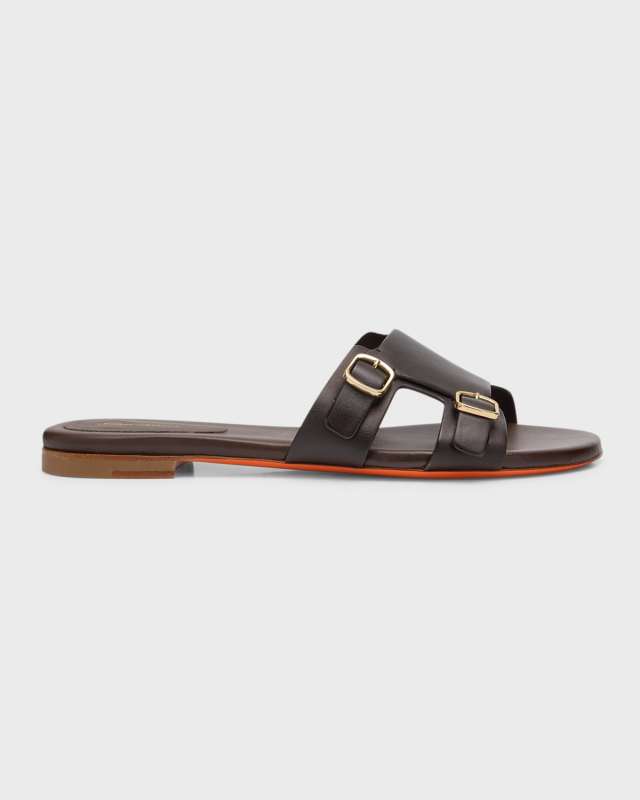 Foresaw Leather Double Monk Slide Sandals
