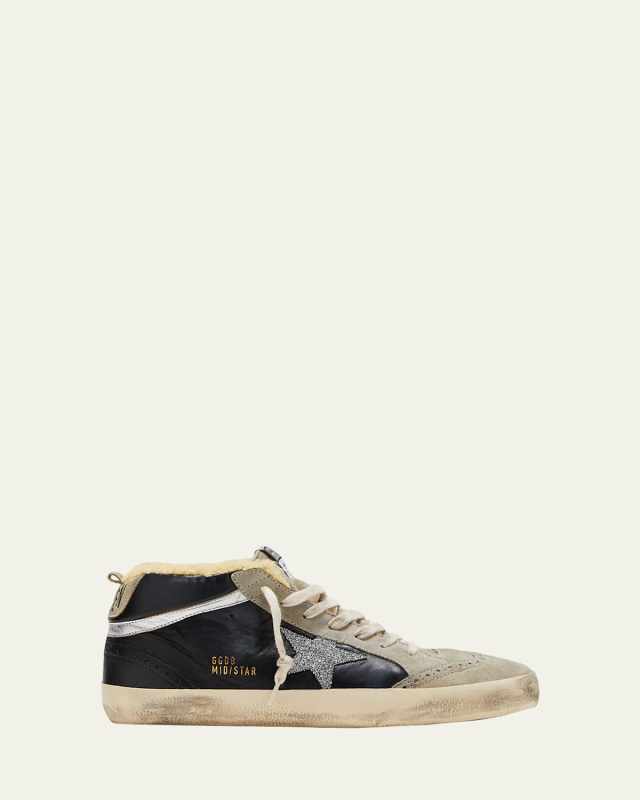 Mid Star Mixed Leather Shearling Sneakers