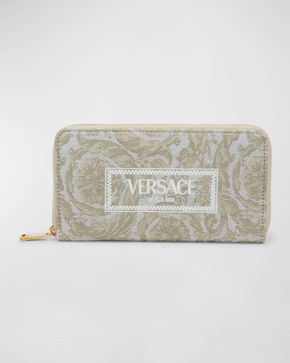 Zip Jacquard Embroidered Long Wallet