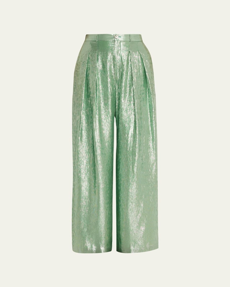 Metallic Pleated Pants