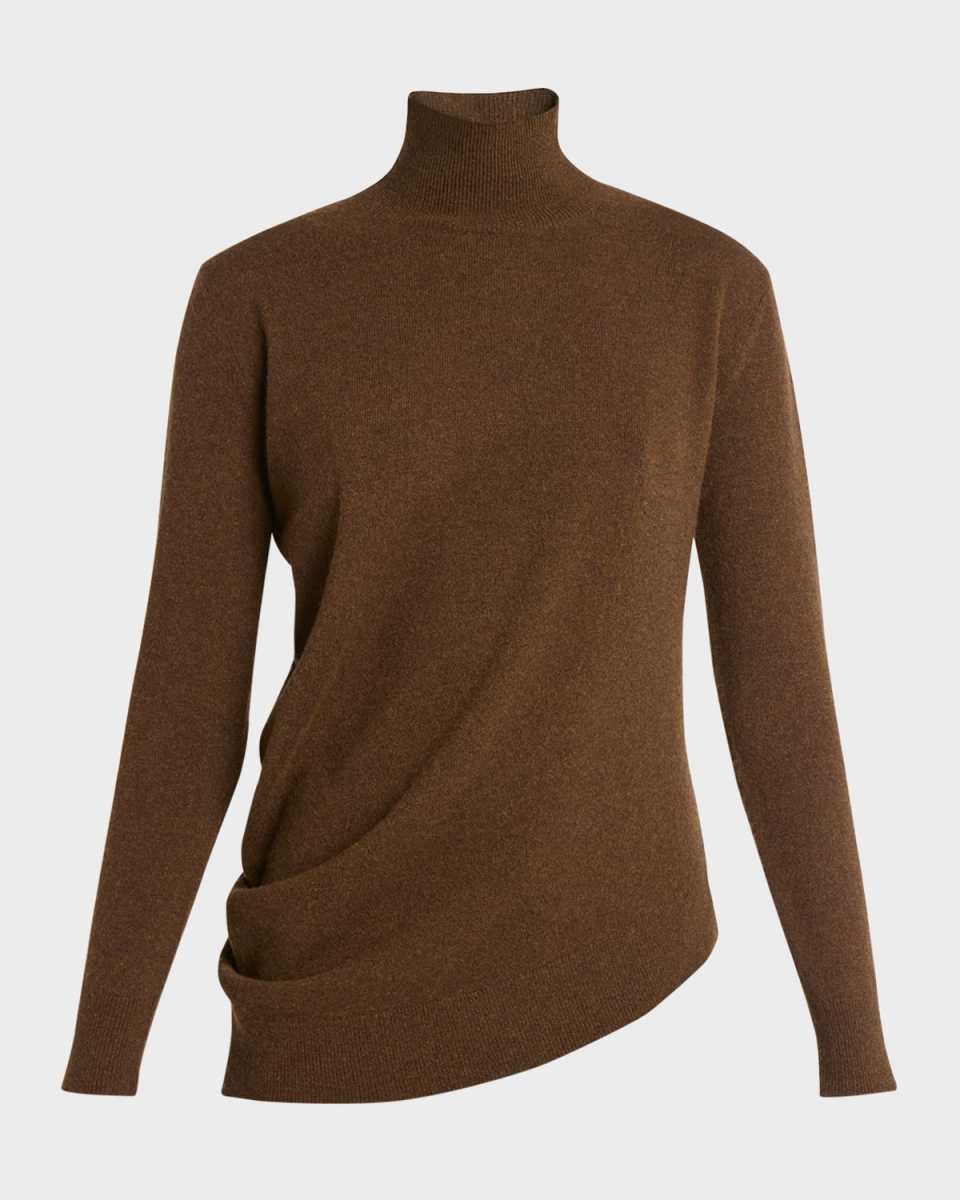 Draped Cashmere Turtleneck Sweater