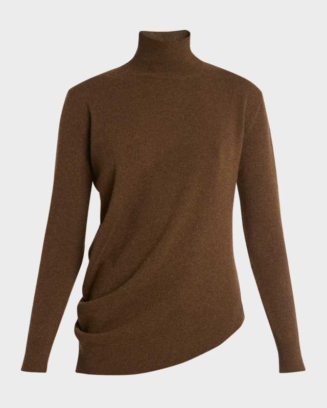 Draped Cashmere Turtleneck Sweater