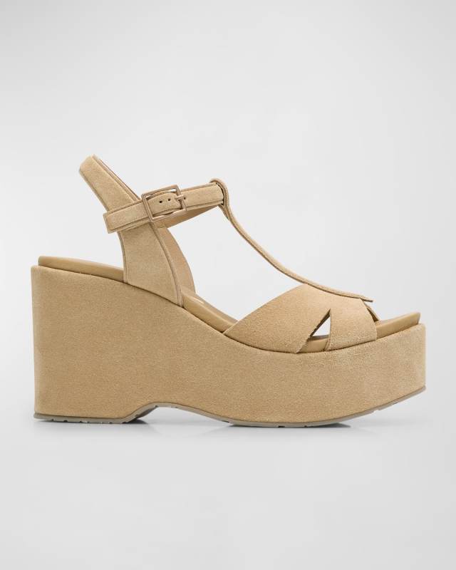 Domiel Suede T-Strap Platform Sandals