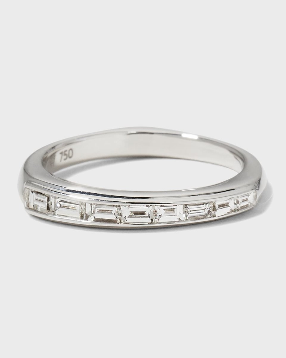 Baguette Stack Ring with Diamonds and White Gold
