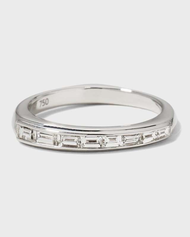 Baguette Stack Ring with Diamonds and White Gold