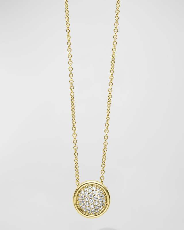 18K Meridian Diamond Pave Circle Pendant Necklace