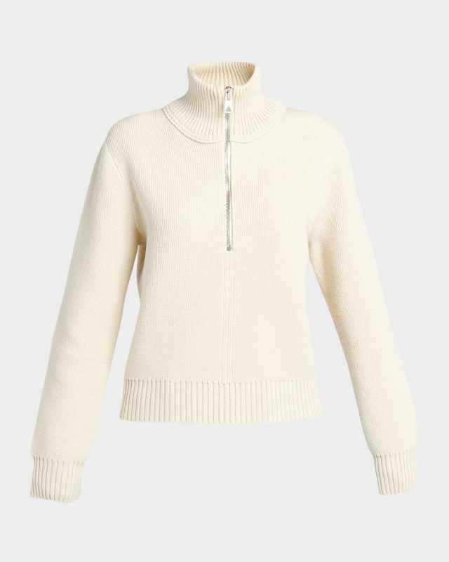 Dry Wool Ribbed Half-Zip Sweater