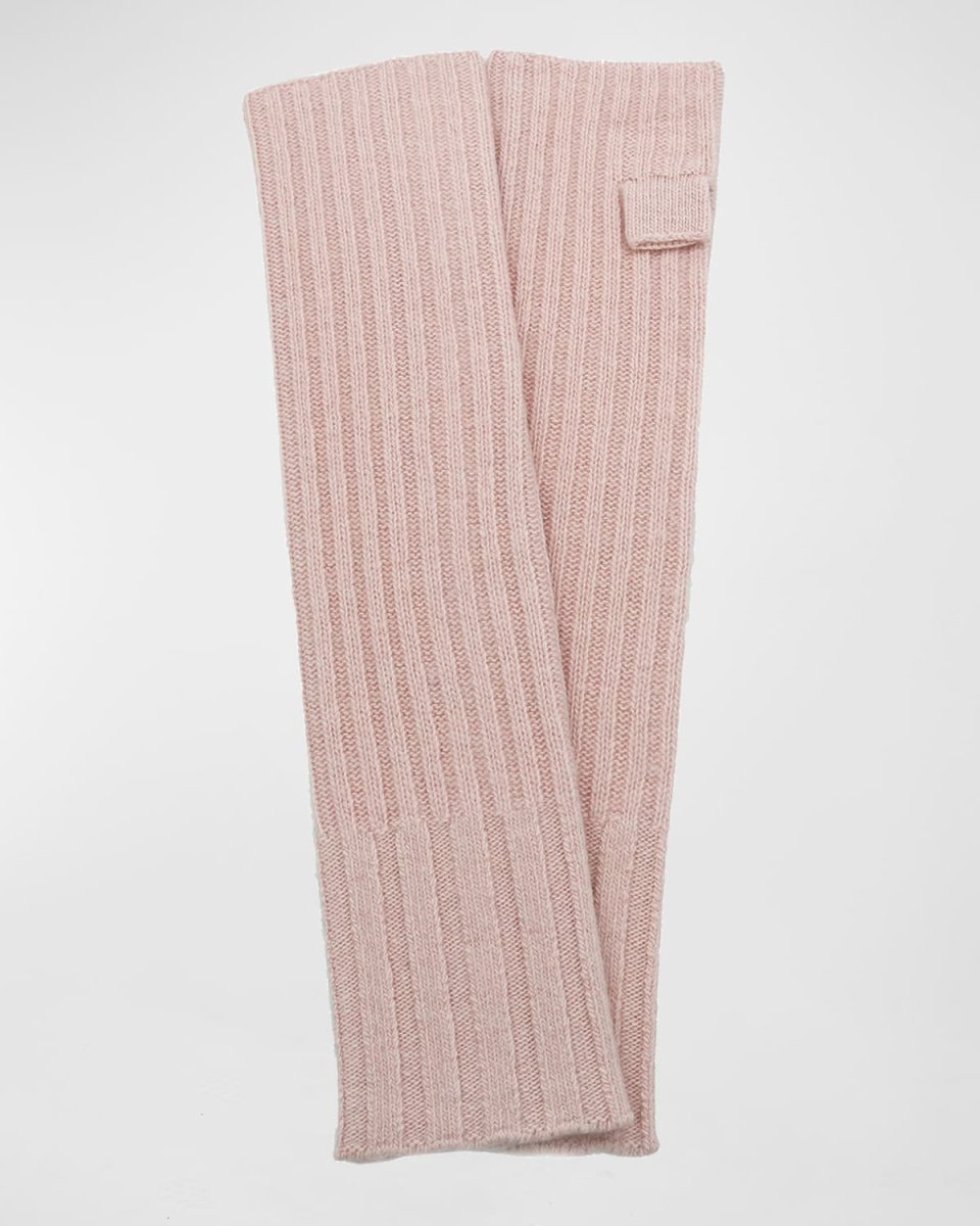 Long Ribbed Fingerless Cashmere Gloves