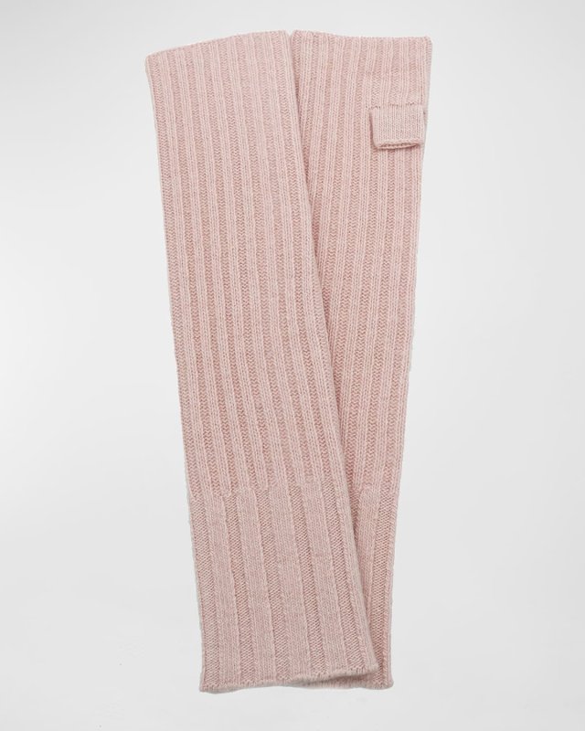 Long Ribbed Fingerless Cashmere Gloves