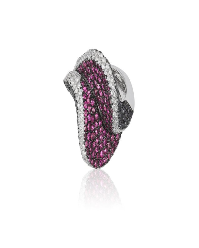 18K White Gold Diamond and Sapphire Pave Ring, Size 6