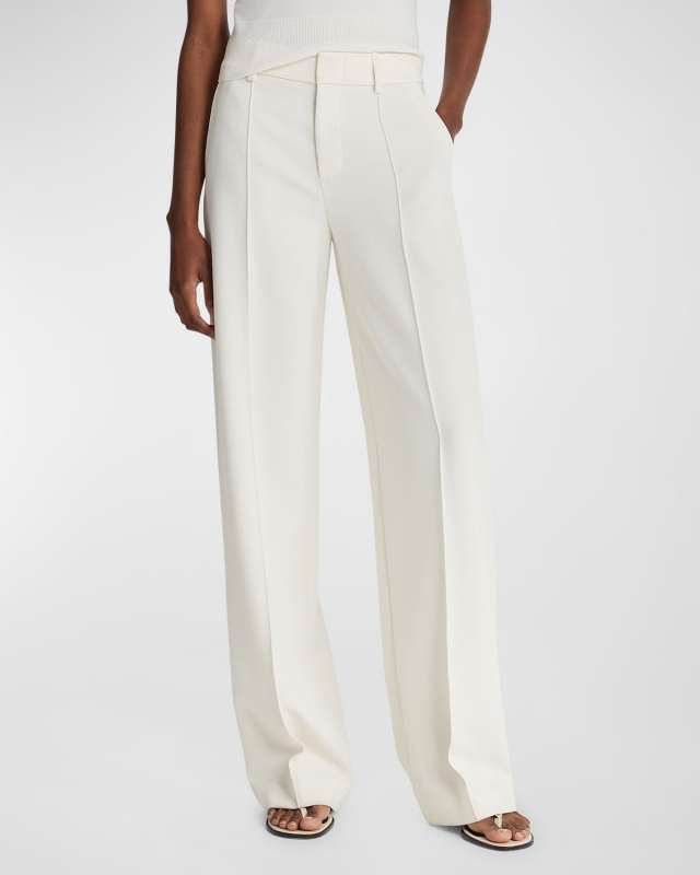 Pintuck Wide-Leg Pants