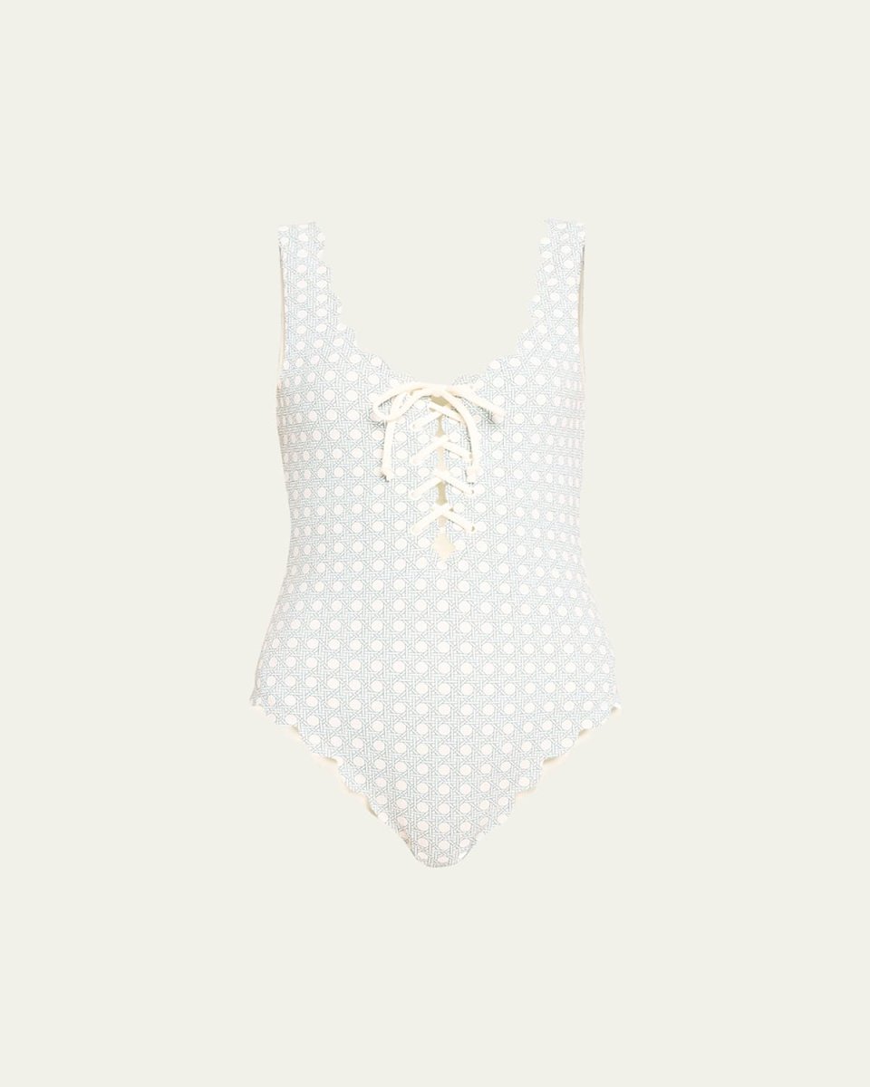Palm Springs Scalloped Lace-Up Maillot