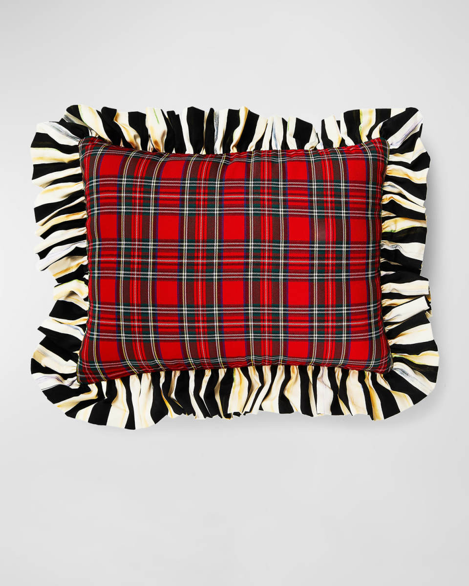 Tartan Stripe Ruffle Lumbar Pillow