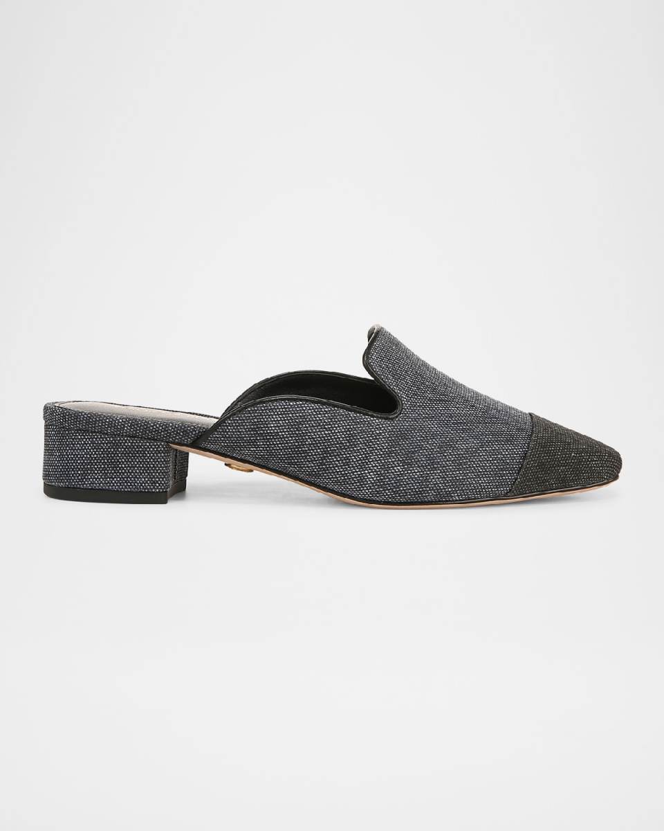 Cecile Bicolor Denim Loafer Mules