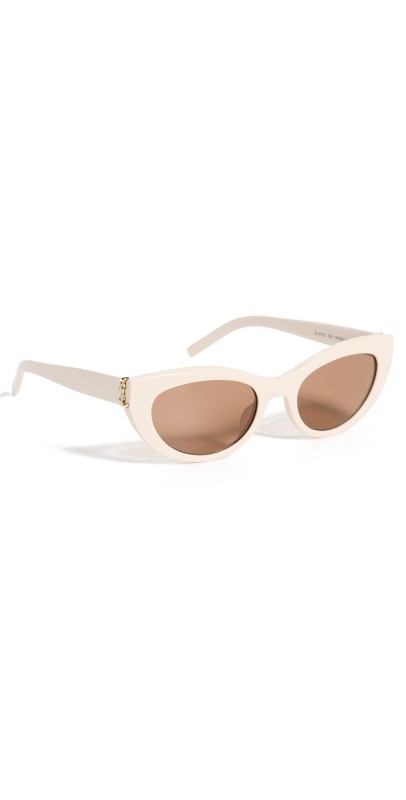 Saint Laurent Monogram Cat Eye Sunglasses Ivory/Ivory/Brow
