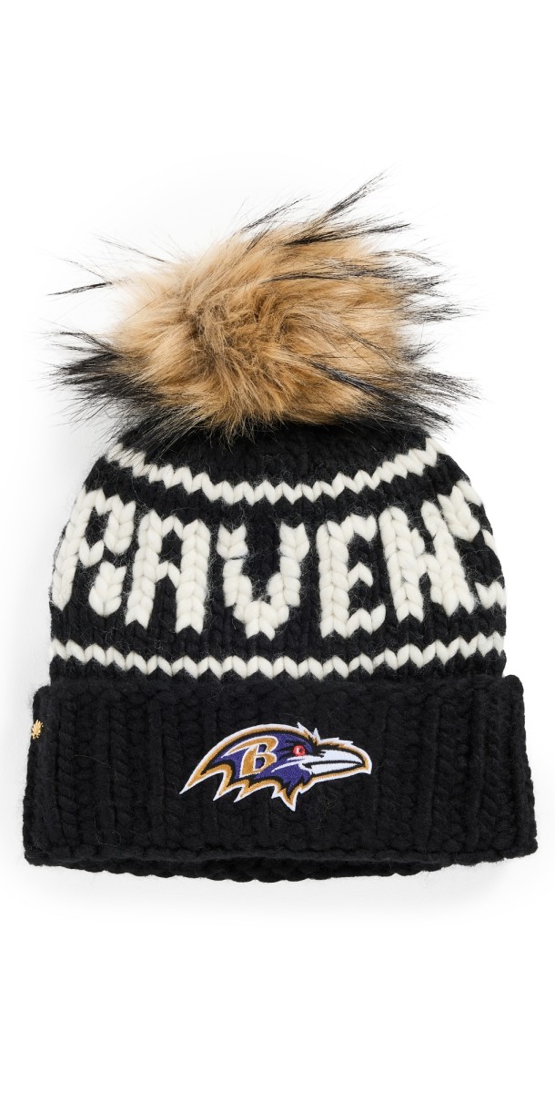 Lele Sadoughi Ravens Beanie Black