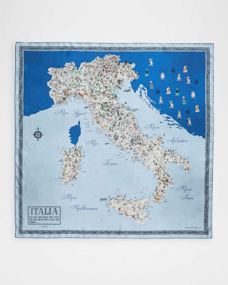 Italy Hand-Printed Silk Scarf