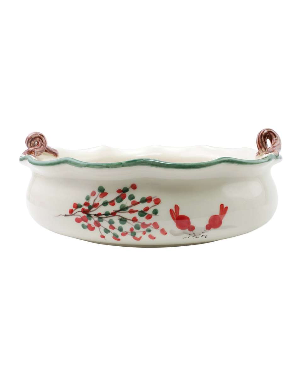 Old St. Nick Handled Scallop Large Bowl with Fireplace