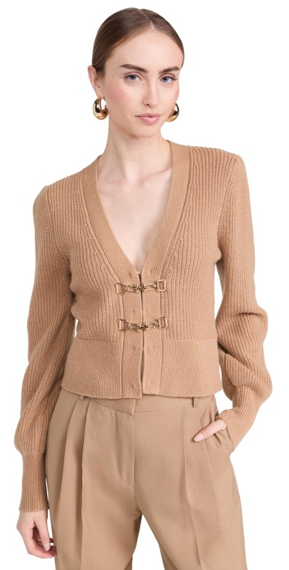 Generation Love Monse Saddle Buckle Closure Cardigan Camel