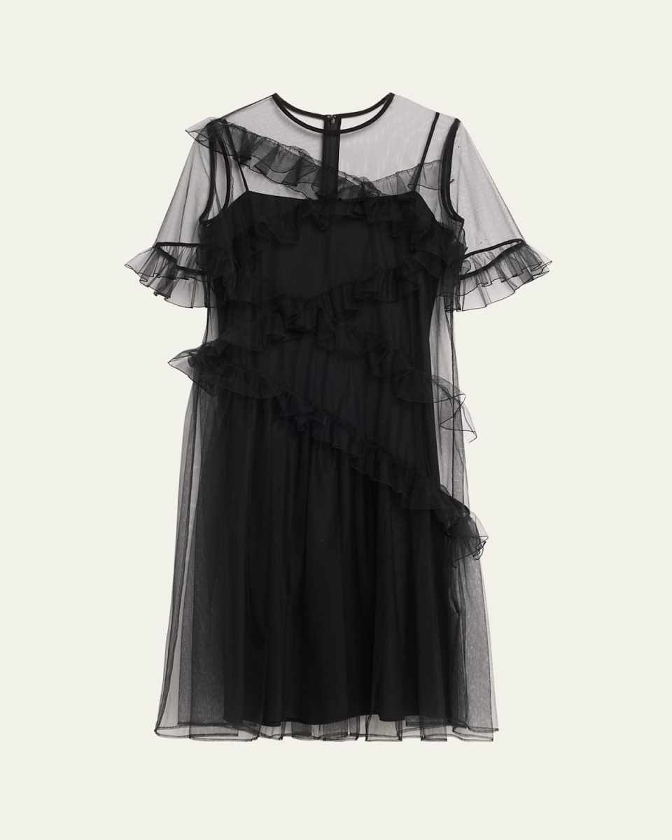Kitri Mesh Midi Dress with Ruffle Detail
