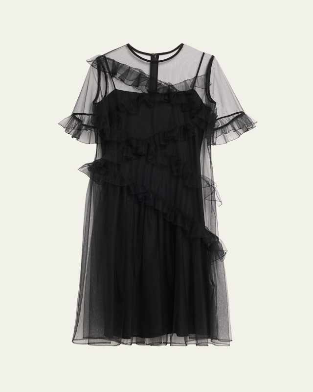 Kitri Mesh Midi Dress with Ruffle Detail