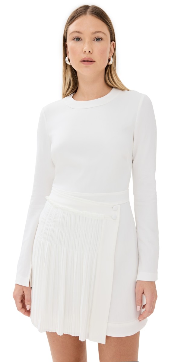 SIMKHAI Zabelle Long Sleeve Mini Dress Ivory