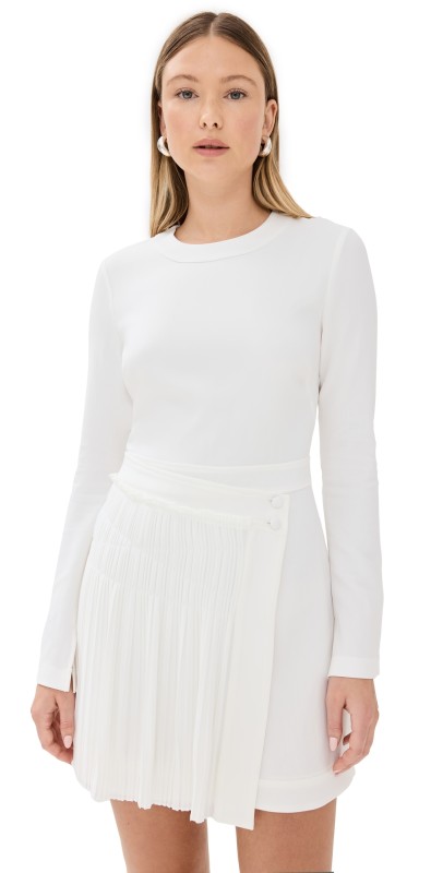 SIMKHAI Zabelle Long Sleeve Mini Dress Ivory
