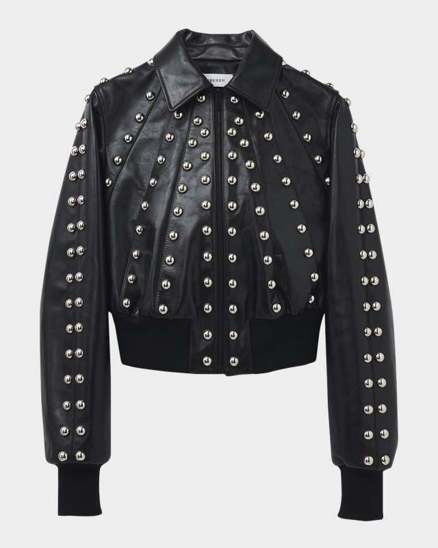 Leather Studded Biker Jacket