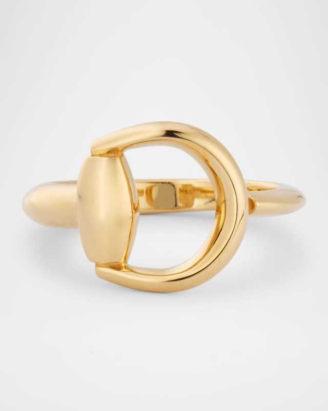 18K Yellow Gold Horsebit Ring, 13mm